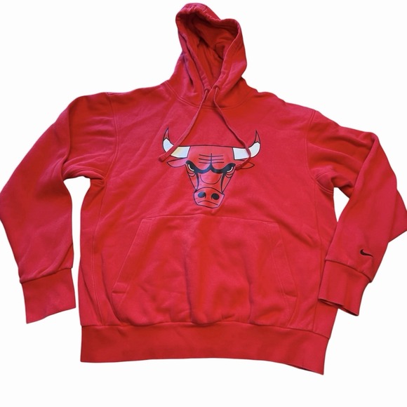 Nike Nba Other - Nike Chicago Bulls NBA Hoodie Fleece Sweatshirt Red Logo Men's Medium Basketball